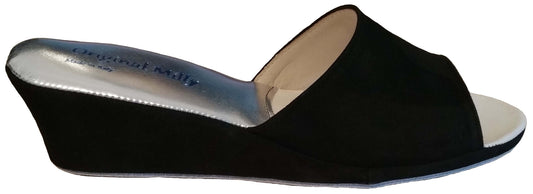 103 Camoscio Nero Suola Bufalo Ciabatte da camera Donna Original Milly Made in Italy