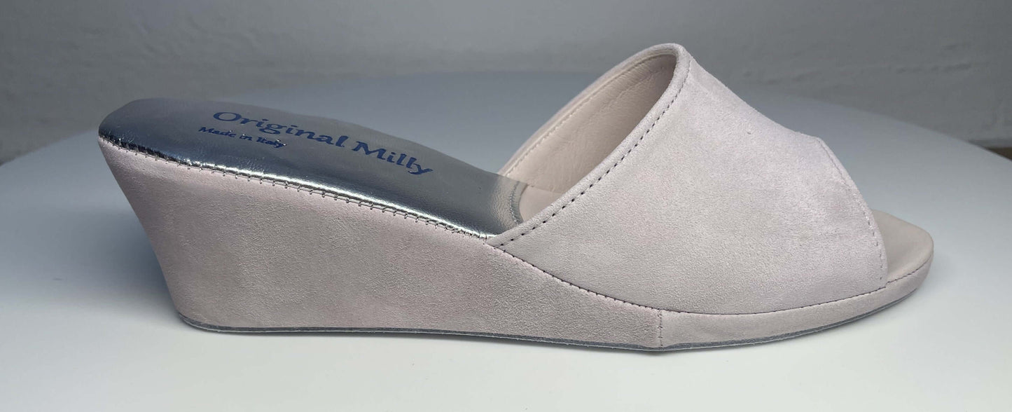 103 Camoscio Peonia Suola Bufalo Ciabatte da camera Donna Original Milly Made in Italy