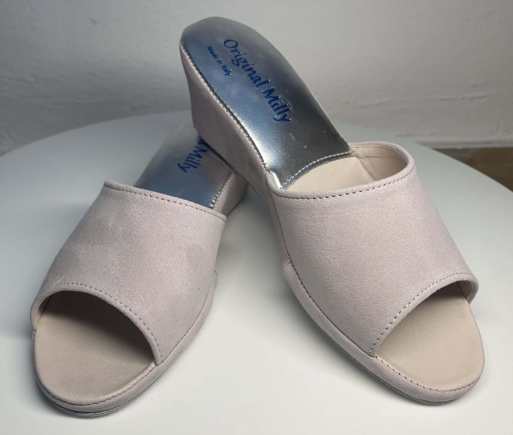 103 Camoscio Peonia Suola Bufalo Ciabatte da camera Donna Original Milly Made in Italy