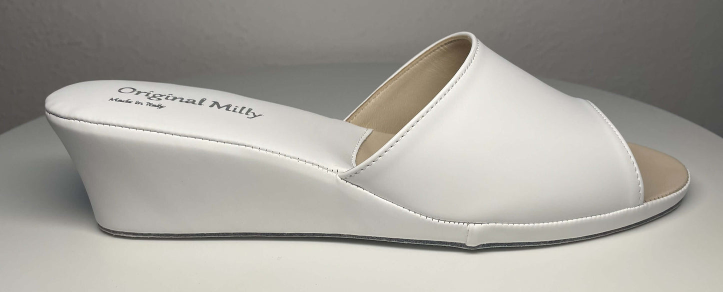103 Ecopelle Bianco Suola Bufalo Ciabatte da camera Donna Original Milly Made in Italy