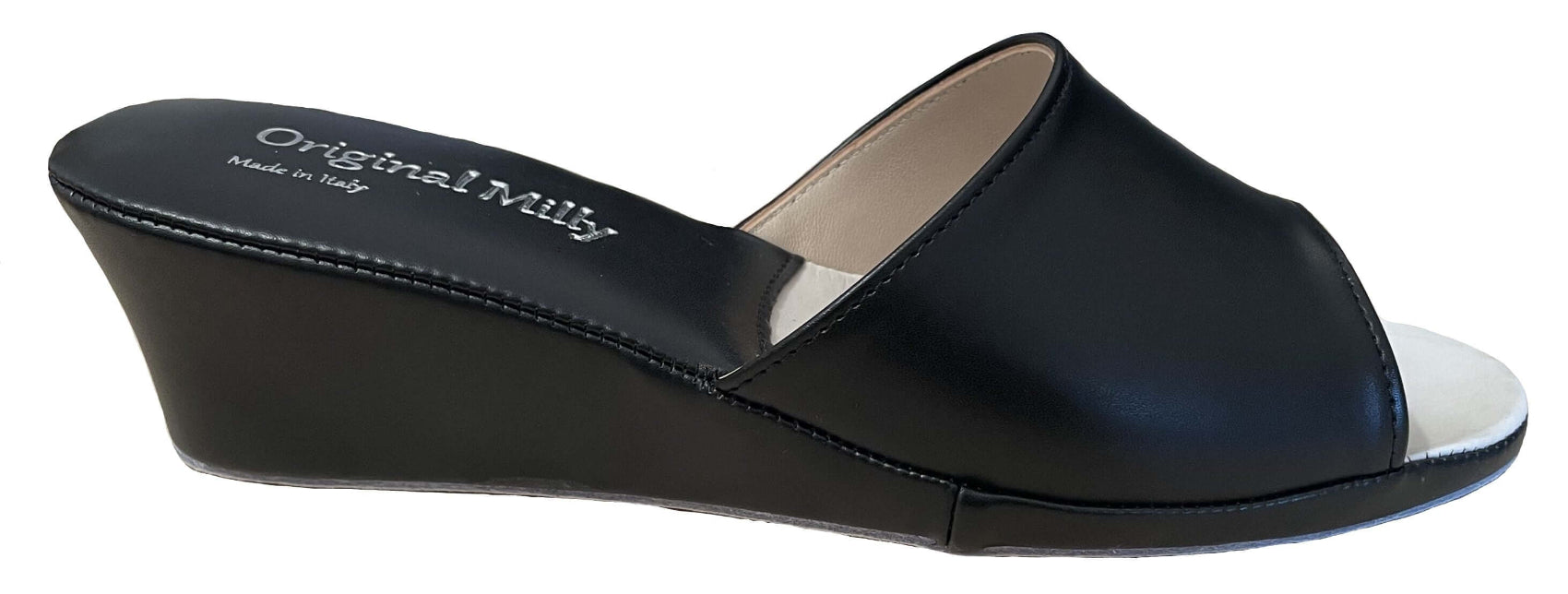 103 Ecopelle Nero suola Bufalo Ciabatte da camera Donna Original Milly Made in Italy