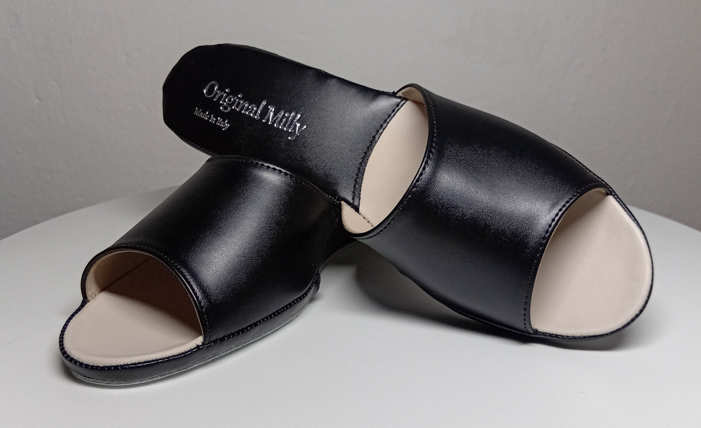 103 Ecopelle Nero suola Bufalo Ciabatte da camera Donna Original Milly Made in Italy - Foto N 6