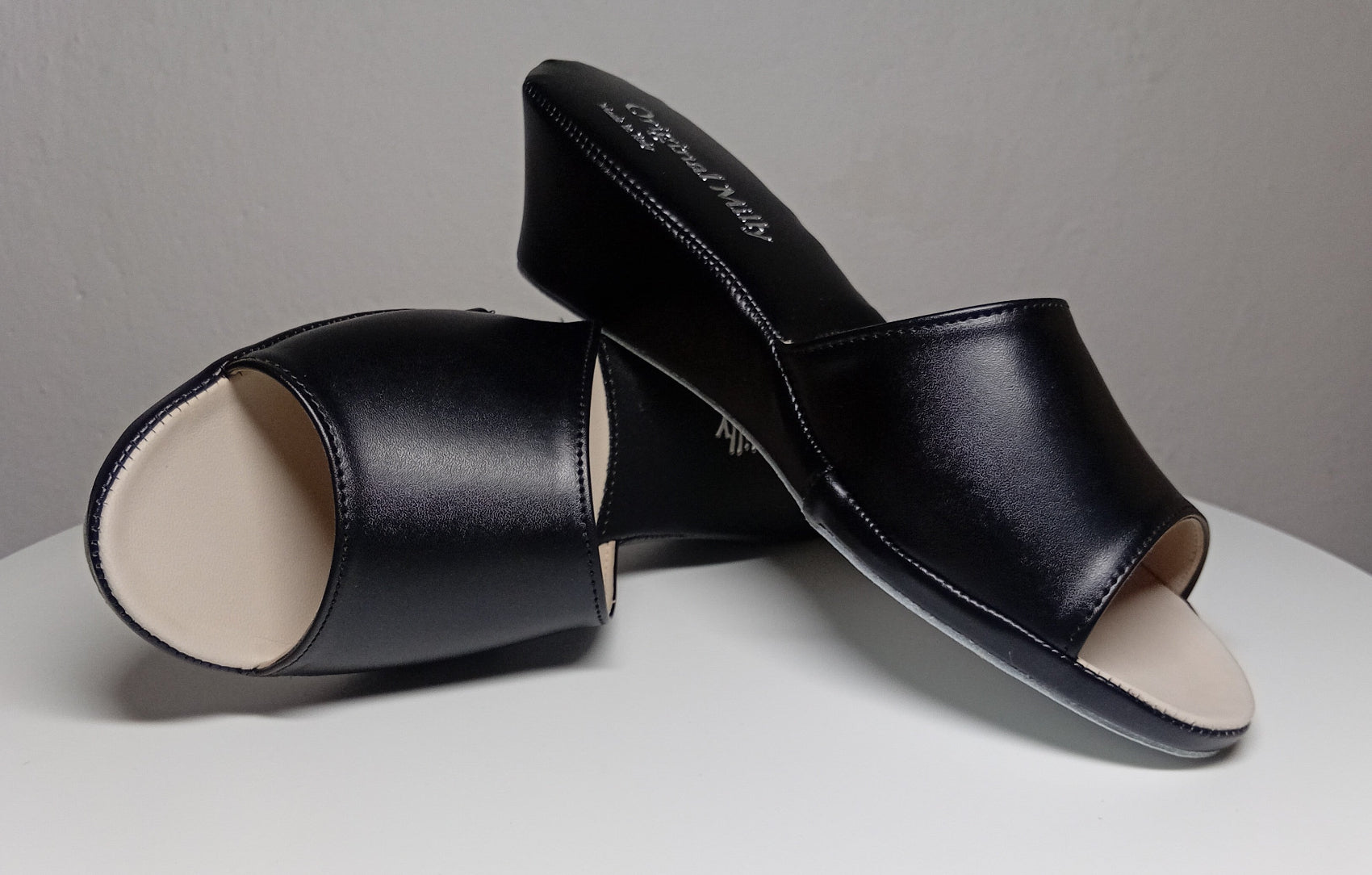 103 Ecopelle Nero suola Bufalo Ciabatte da camera Donna Original Milly Made in Italy - Foto N 7