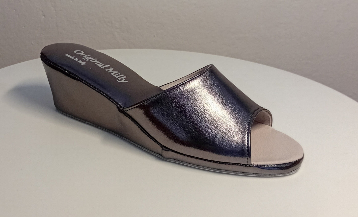 103 Ecopelle Piombo Suola Bufalo Ciabatte da camera Donna Original Milly Made in Italy