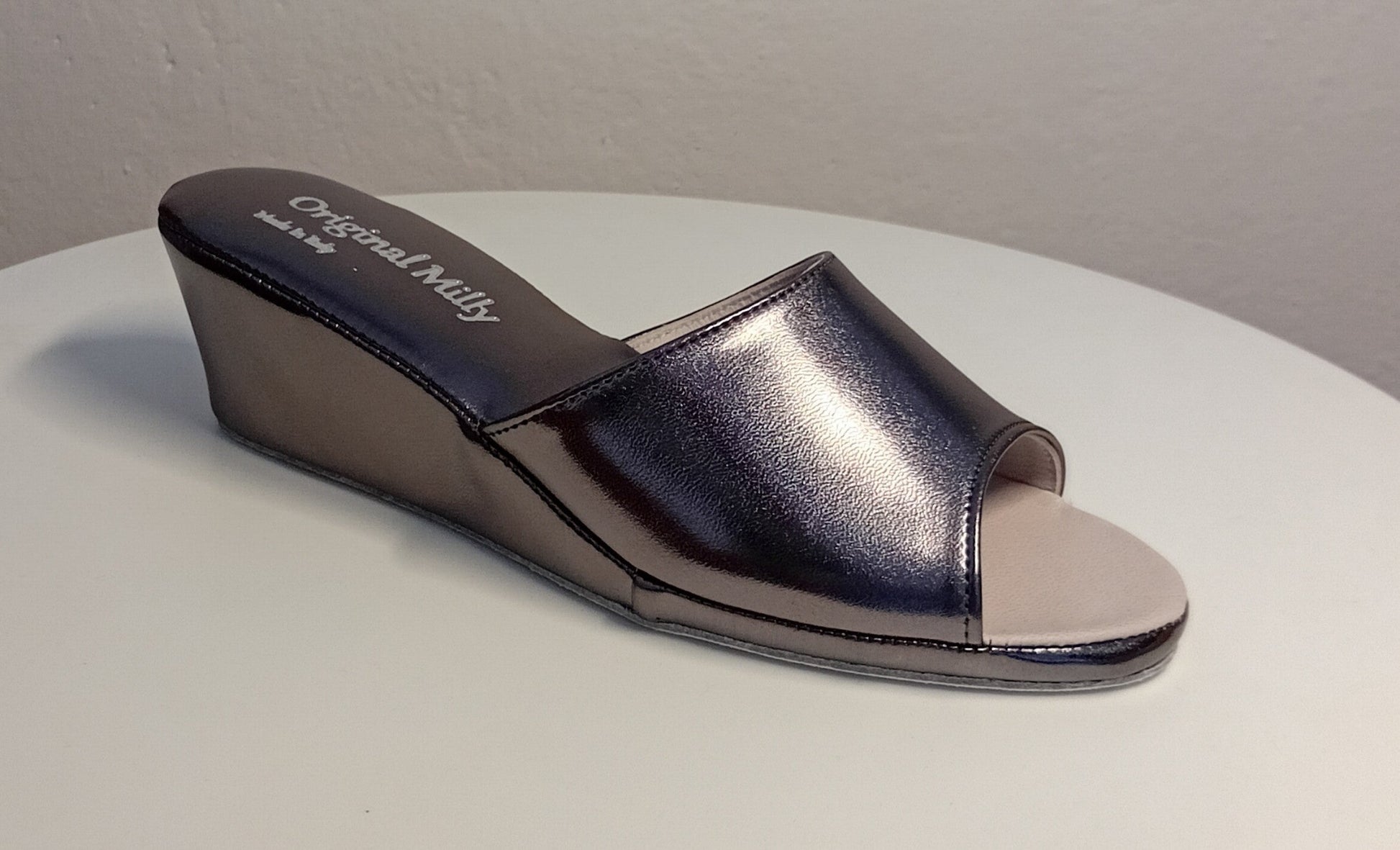 103 Ecopelle Piombo Suola Bufalo Ciabatte da camera Donna Original Milly Made in Italy