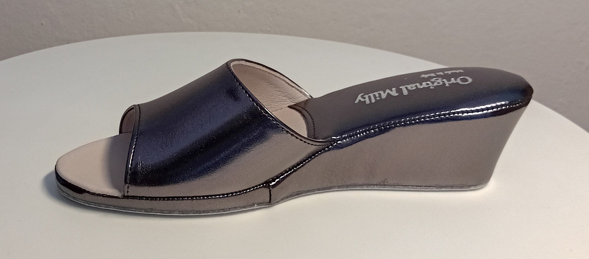 103 Ecopelle Piombo Suola Bufalo Ciabatte da camera Donna Original Milly Made in Italy