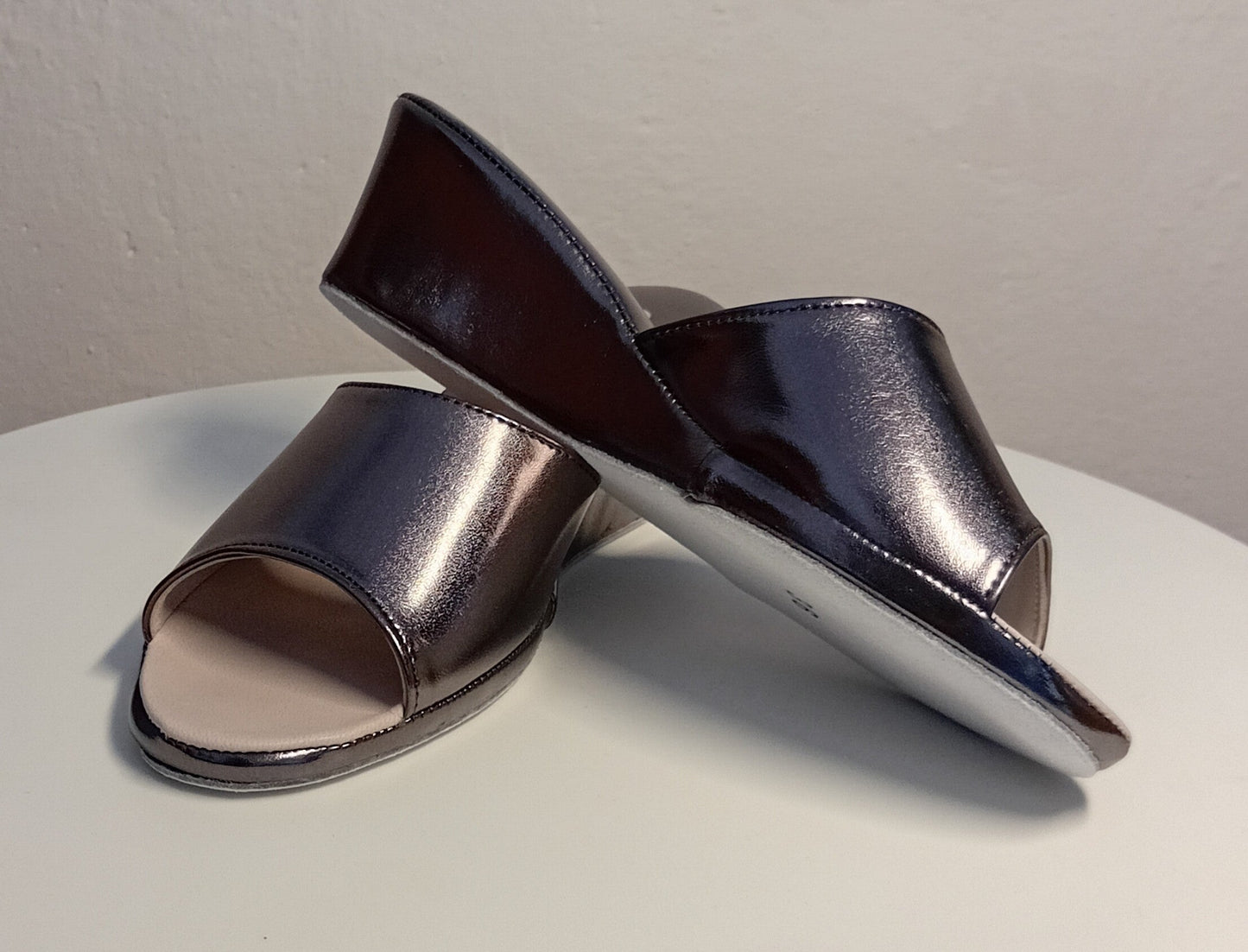 103 Ecopelle Piombo Suola Bufalo Ciabatte da camera Donna Original Milly Made in Italy