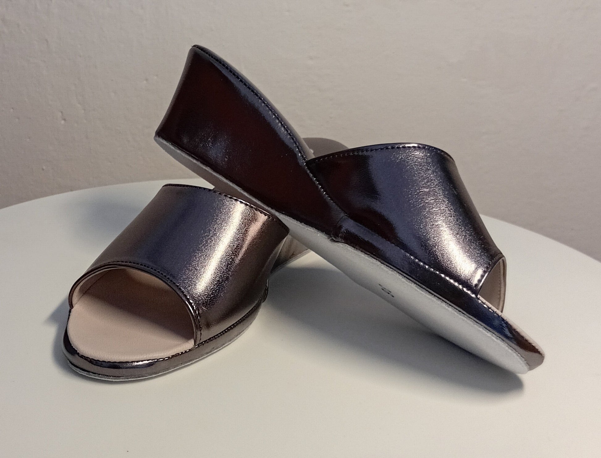 103 Ecopelle Piombo Suola Bufalo Ciabatte da camera Donna Original Milly Made in Italy