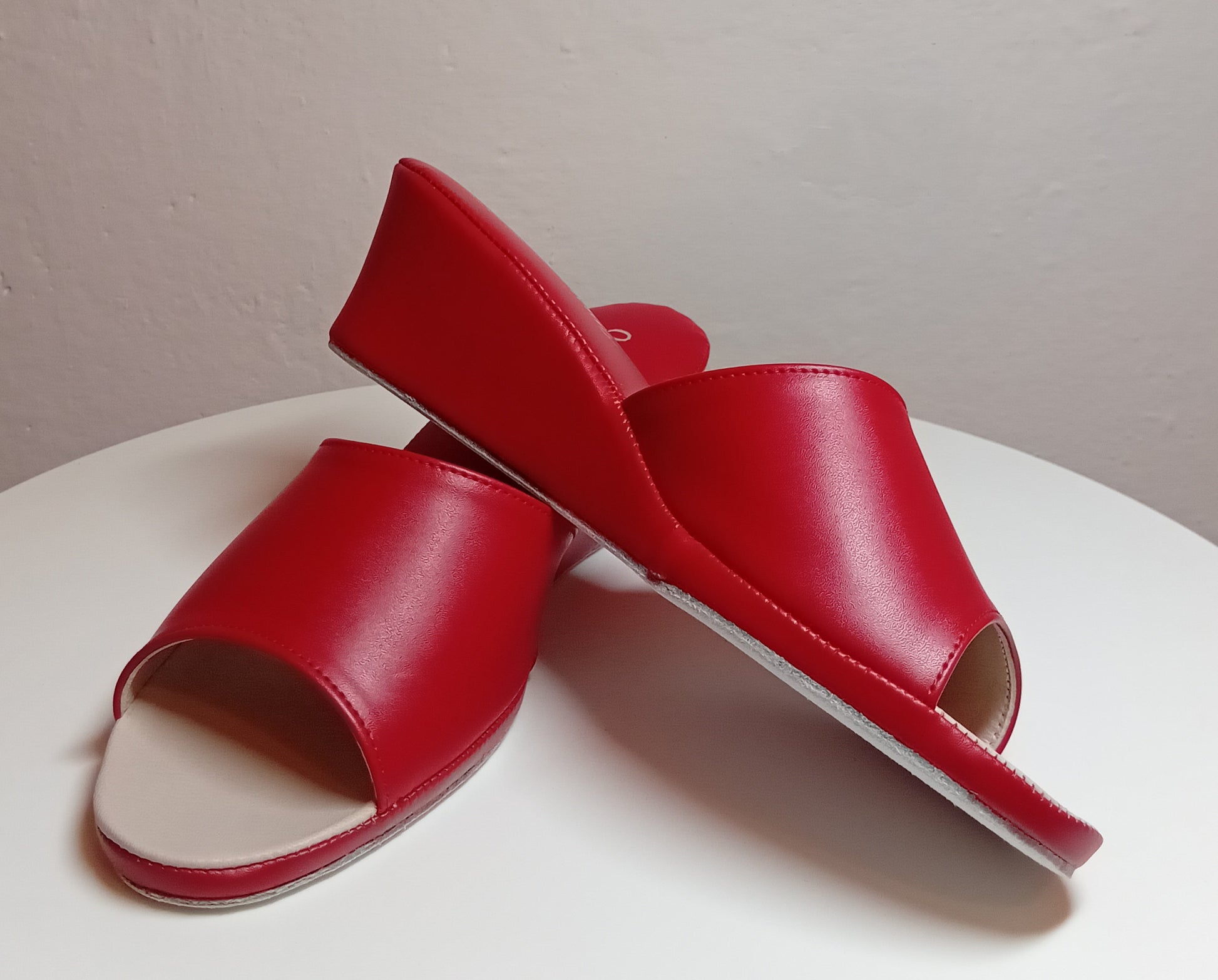103 Ecopelle Rosso Suola Bufalo Ciabatte da camera Donna Original Milly Made in Italy