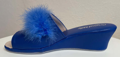 Original Milly 0301 Nappa Blu (PelleTop) Ciabatta da camera Donna