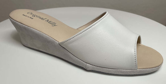 1103 Nappa e Camoscio Bianco suola Bufalo Ciabatte da camera Donna Original Milly Made in Italy