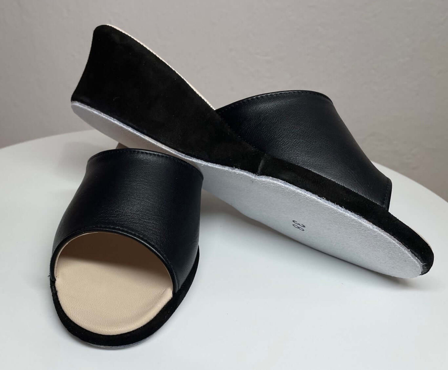 1103 Nappa e Camoscio Nero suola Bufalo Ciabatte da camera Donna Original Milly Made in Italy