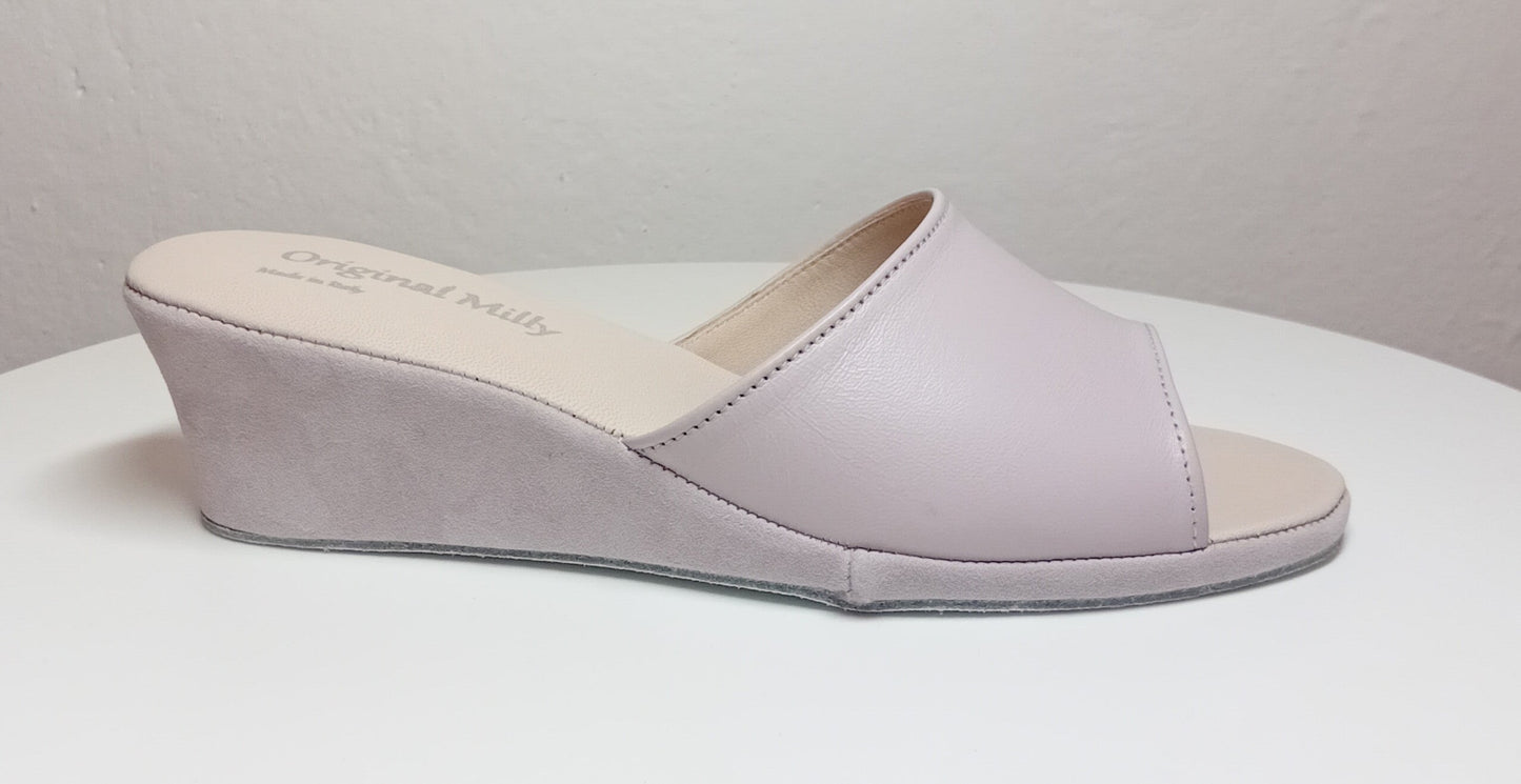 1103 Nappa e Camoscio Peonia suola Bufalo Ciabatte da camera Donna Original Milly Made in Italy