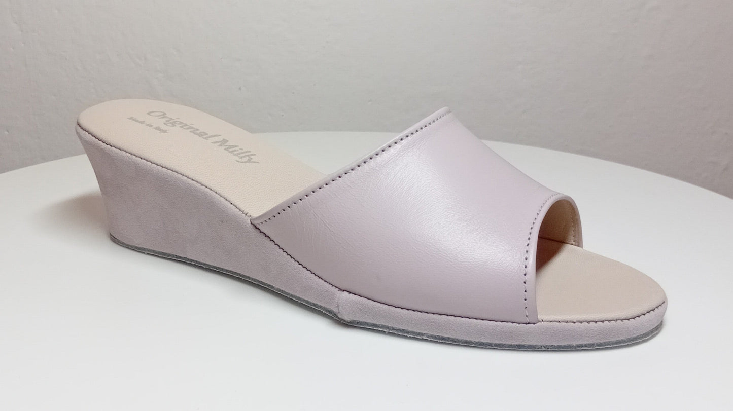 1103 Nappa e Camoscio Peonia suola Bufalo Ciabatte da camera Donna Original Milly Made in Italy