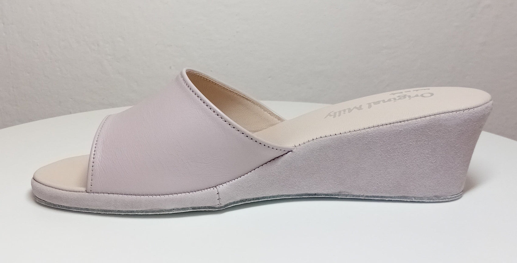 1103 Nappa e Camoscio Peonia suola Bufalo Ciabatte da camera Donna Original Milly Made in Italy