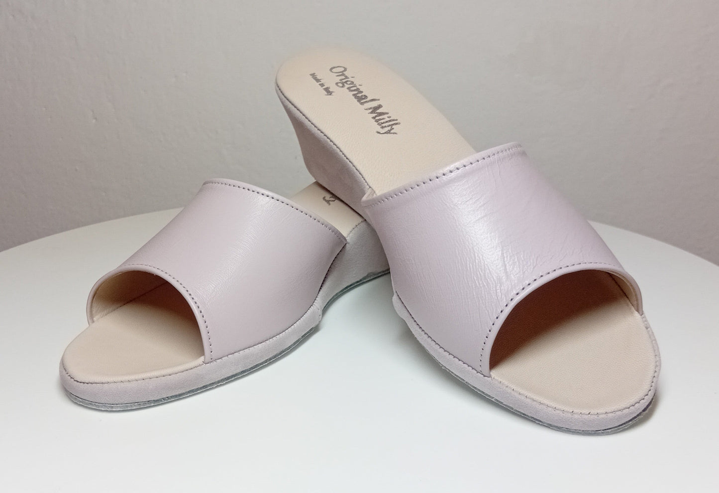 1103 Nappa e Camoscio Peonia suola Bufalo Ciabatte da camera Donna Original Milly Made in Italy