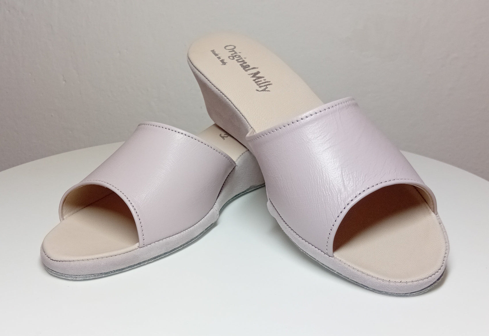 1103 Nappa e Camoscio Peonia suola Bufalo Ciabatte da camera Donna Original Milly Made in Italy