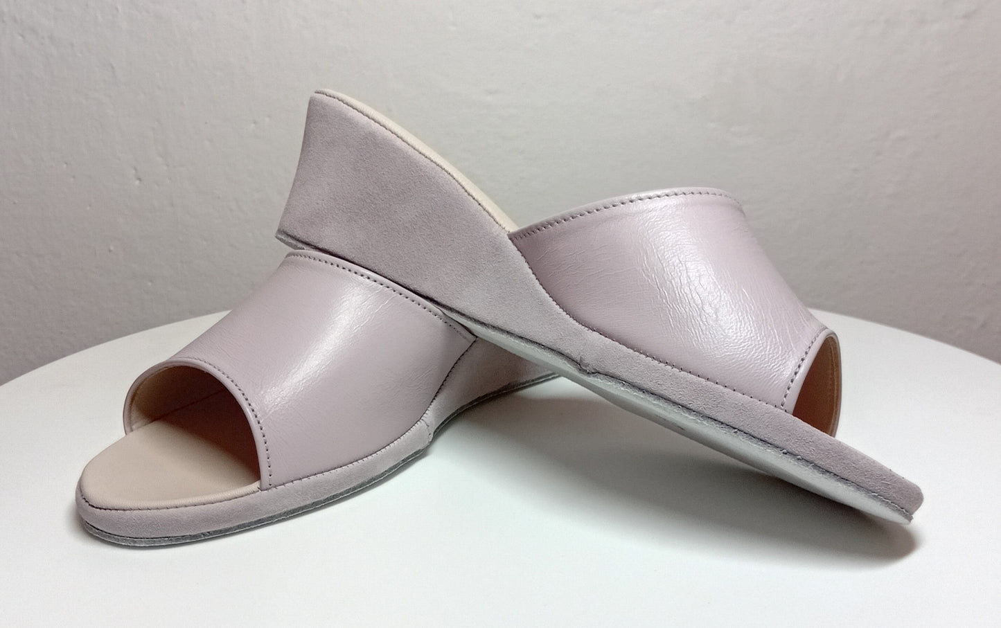 1103 Nappa e Camoscio Peonia suola Bufalo Ciabatte da camera Donna Original Milly Made in Italy