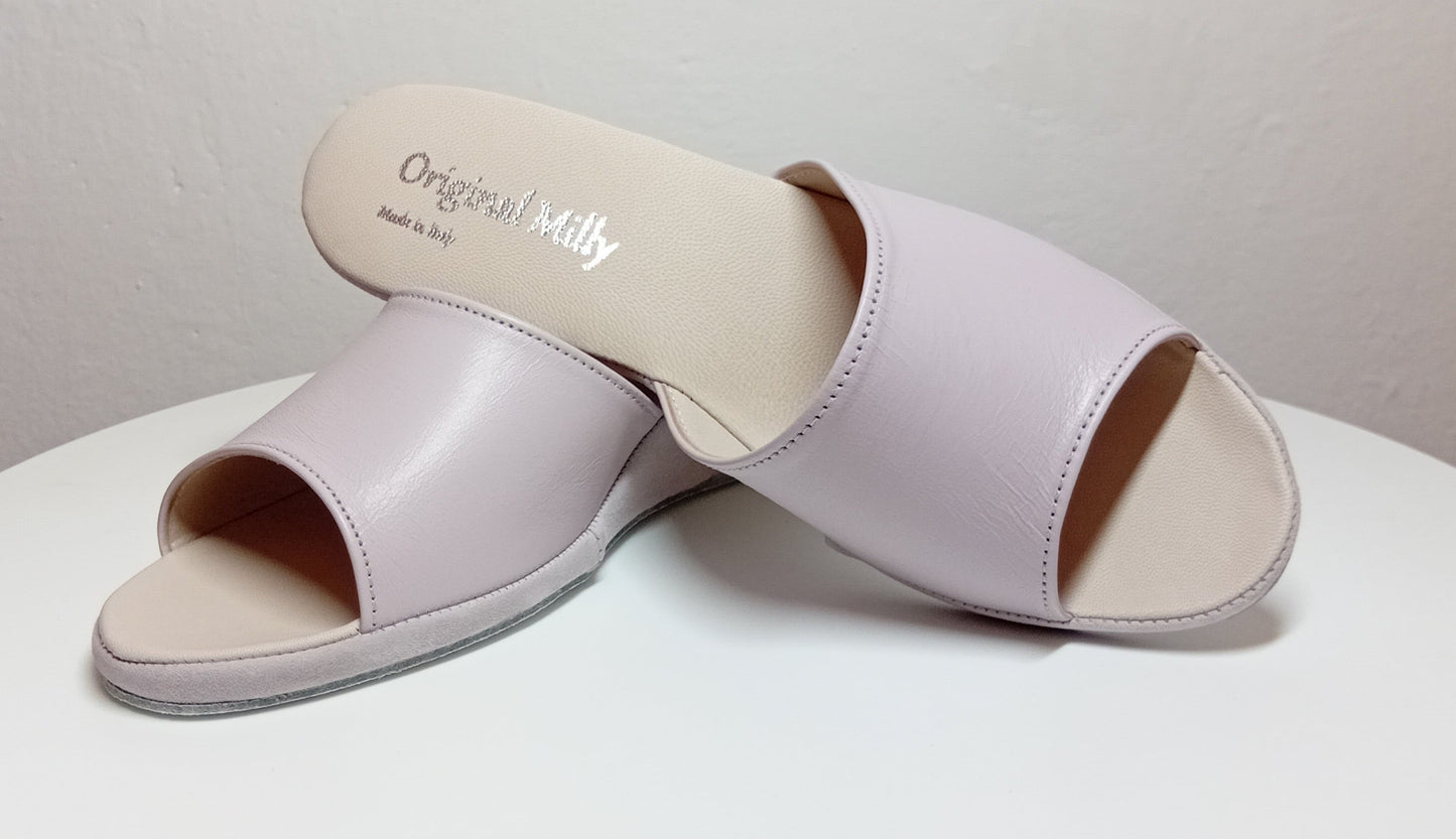 1103 Nappa e Camoscio Peonia suola Bufalo Ciabatte da camera Donna Original Milly Made in Italy