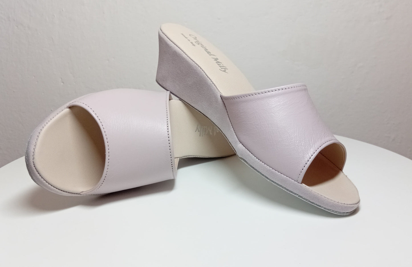 1103 Nappa e Camoscio Peonia suola Bufalo Ciabatte da camera Donna Original Milly Made in Italy