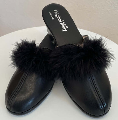 Original Milly 0300 Nappa Nero (PelleTop) Ciabatta da camera Donna