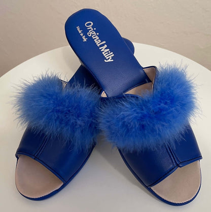 Original Milly 0301 Nappa Blu (PelleTop) Ciabatta da camera Donna