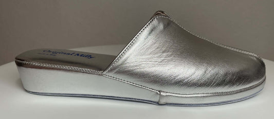 1200 Nappa Argento suola Bufalo Ciabatte da camera Donna Original Milly Made in Italy