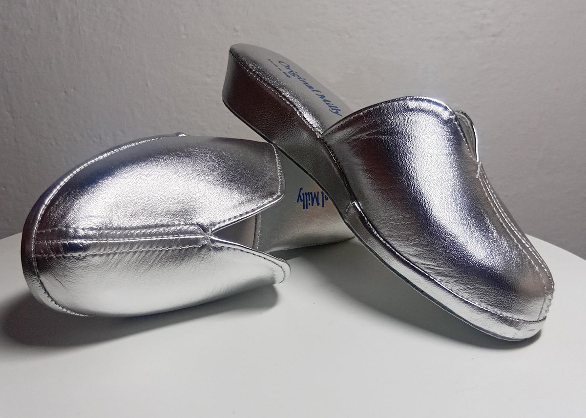 1200 Nappa Argento suola Bufalo Ciabatte da camera Donna Original Milly Made in Italy - Foto N 7