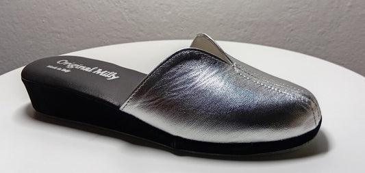 1200 Nappa Nero Argento suola Bufalo Ciabatte da camera Donna Original Milly Made in Italy - Foto N 2