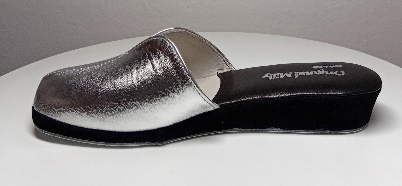 1200 Nappa Nero Argento suola Bufalo Ciabatte da camera Donna Original Milly Made in Italy - Foto N 3