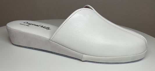 1200 Nappa  e Camoscio Bianco suola Bufalo Ciabatte da camera Donna Original Milly Made in Italy