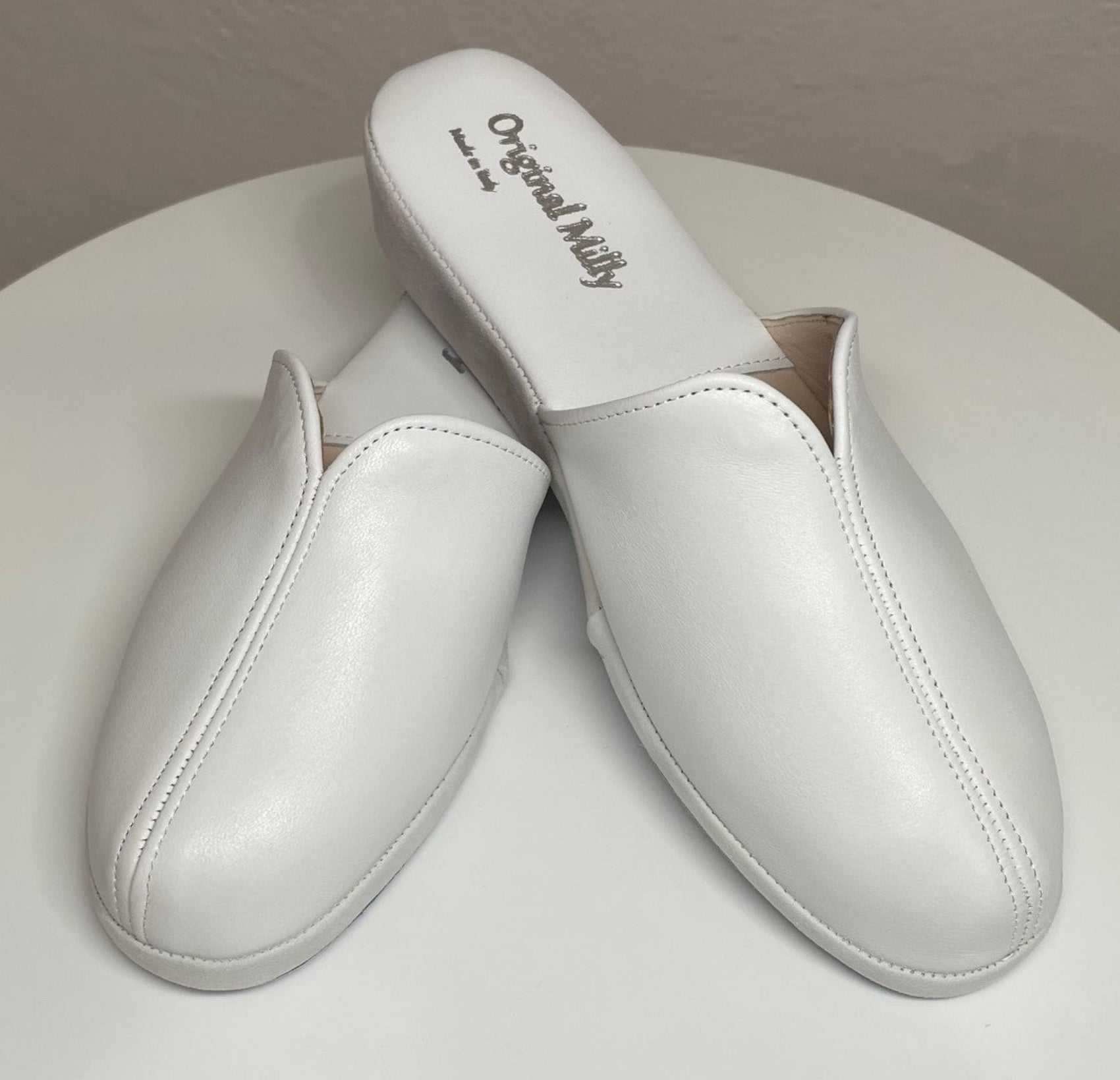 1200 Nappa  e Camoscio Bianco suola Bufalo Ciabatte da camera Donna Original Milly Made in Italy