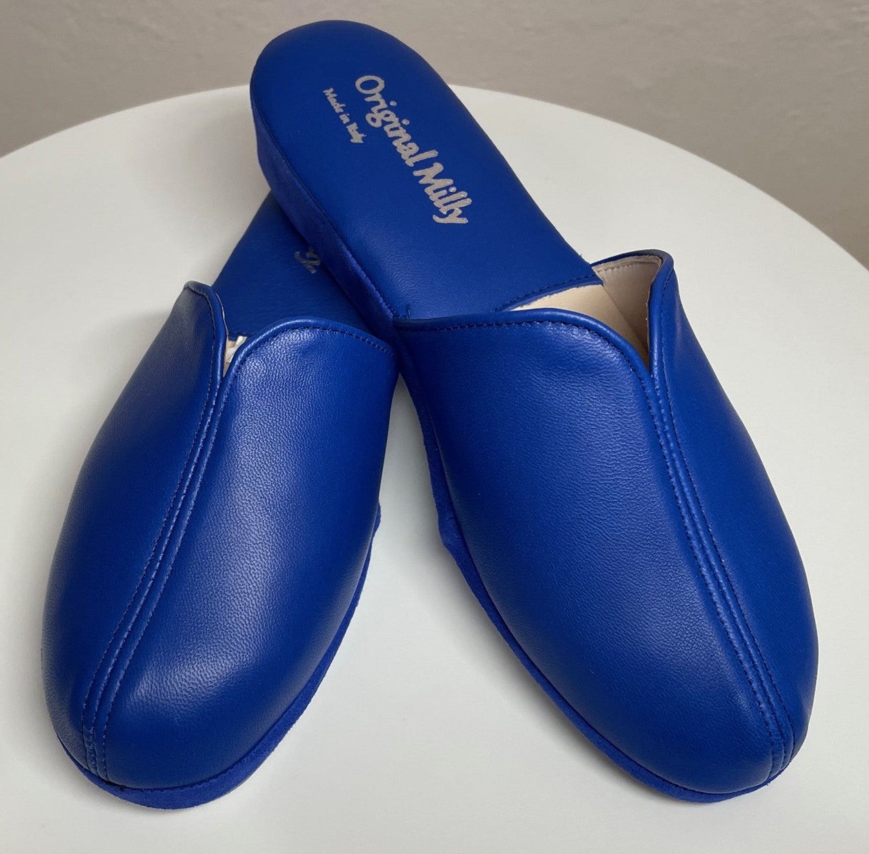 1200 Nappa  e Camoscio Blu suola Bufalo Ciabatte da camera Donna Original Milly Made in Italy