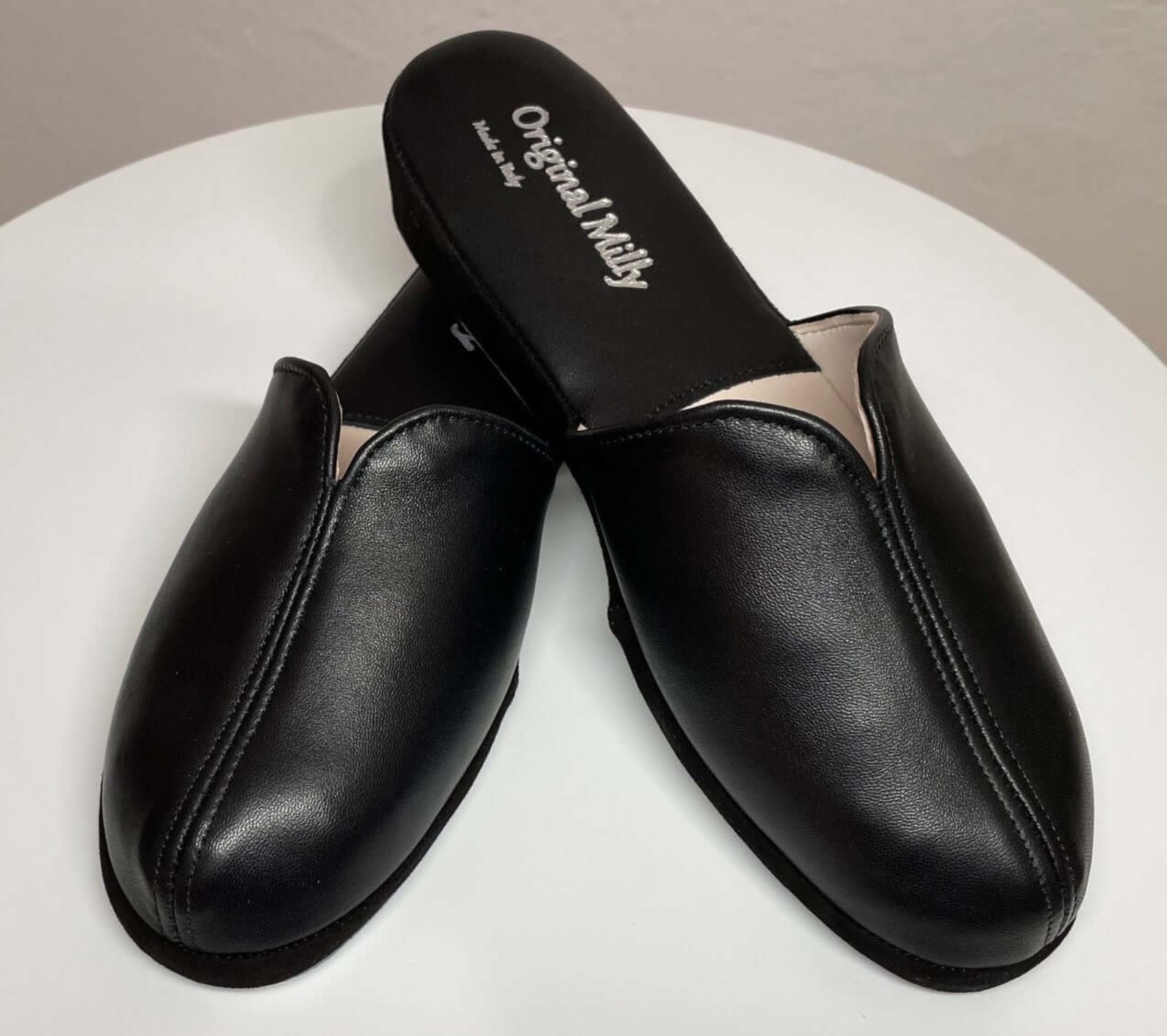 1200 Nappa  e Camoscio Nero suola Bufalo Ciabatte da camera Donna Original Milly Made in Italy