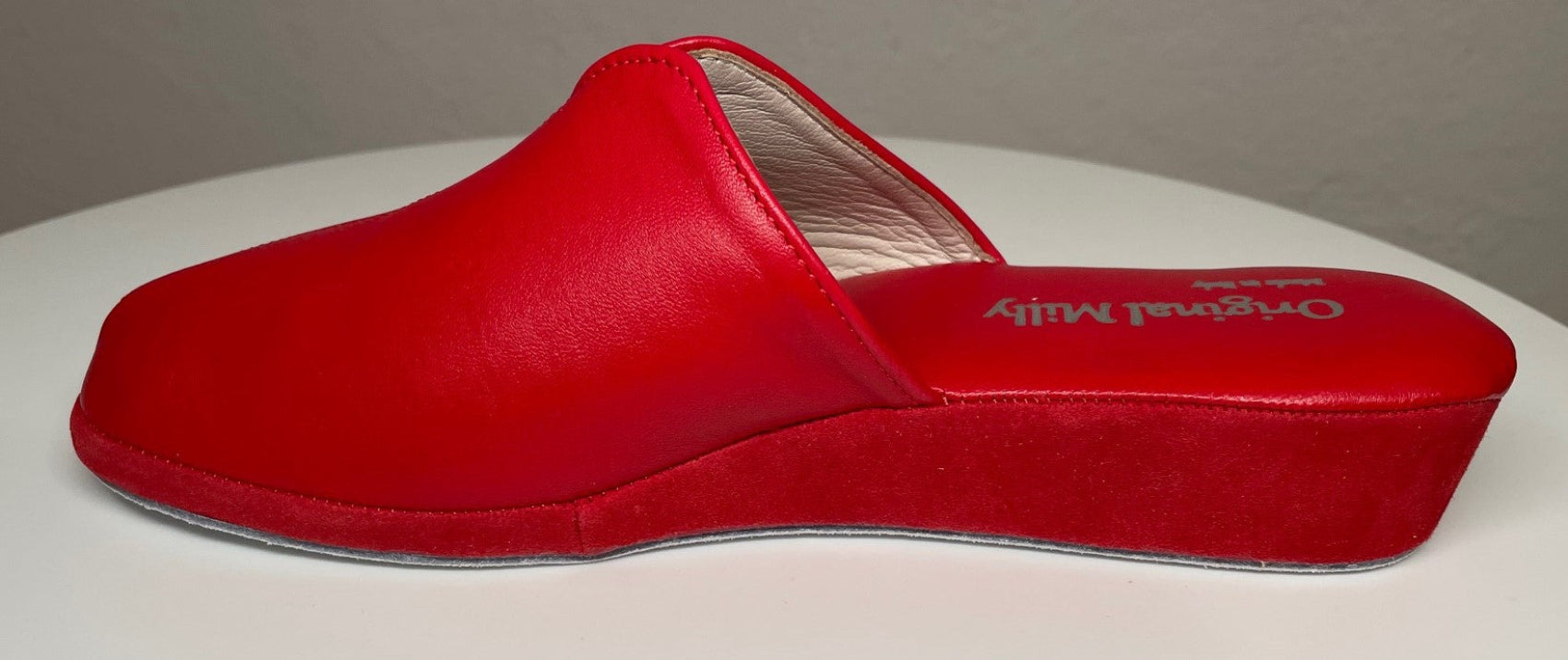 1200 Nappa e Camoscio Rosso suola Bufalo Ciabatte da camera Donna Original Milly Made in Italy