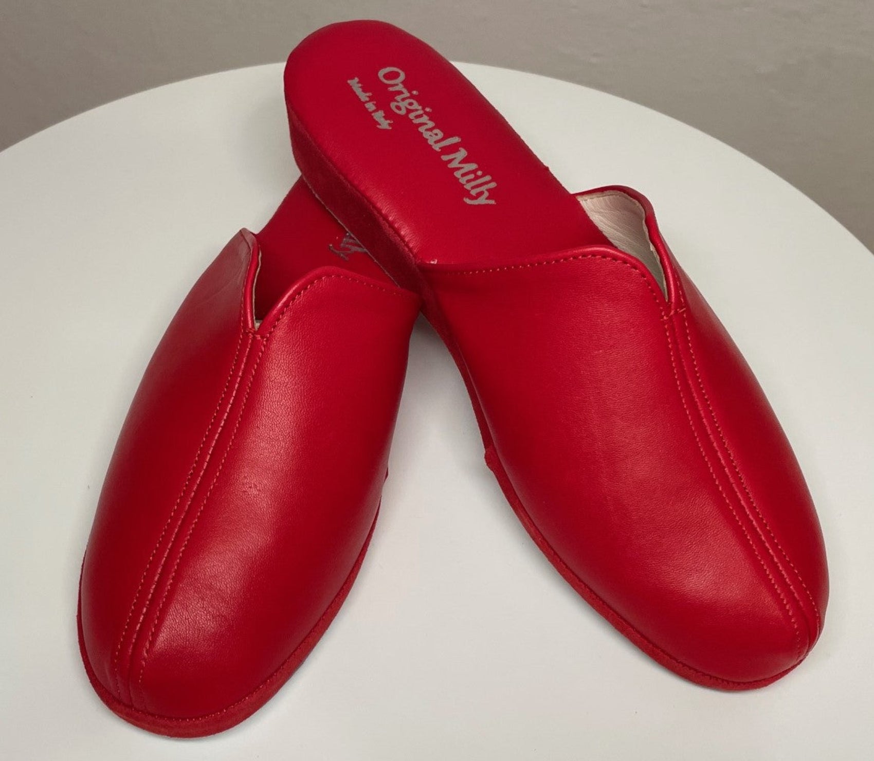 1200 Nappa e Camoscio Rosso suola Bufalo Ciabatte da camera Donna Original Milly Made in Italy