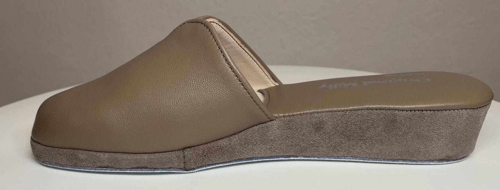 1200 Nappa e Camoscio Taupe suola Bufalo Ciabatte da camera Donna Original Milly Made in Italy