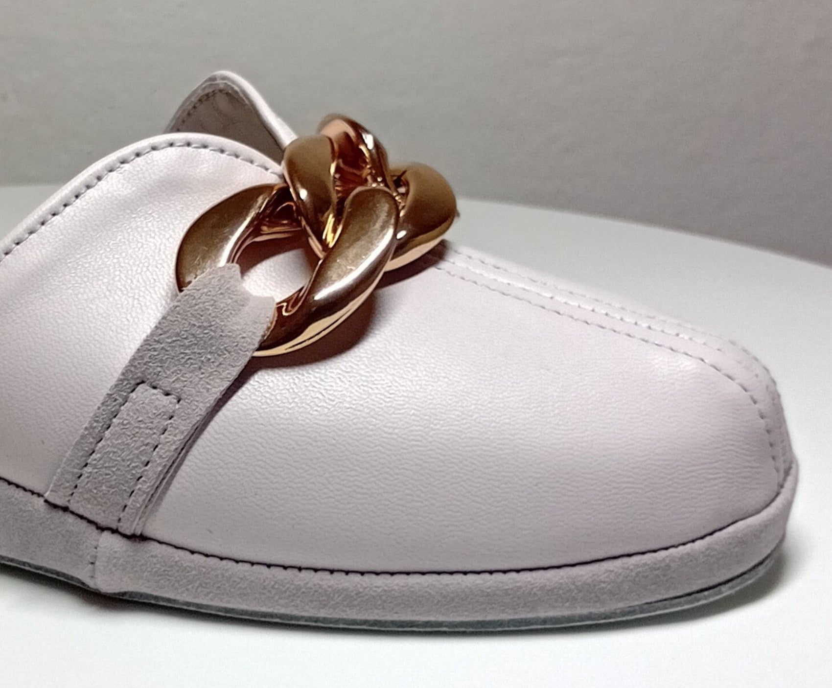 1201 Nappa e Camoscio Peonia con catena Oro suola Bufalo Ciabatte da camera Donna Original Milly Made in Italy