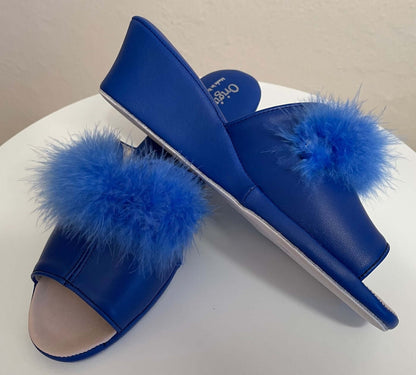 Original Milly 0301 Nappa Blu (PelleTop) Ciabatta da camera Donna