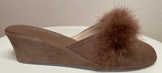 Original Milly 0030 Camoscio Taupe (PelleTop) Ciabatta da camera Donna