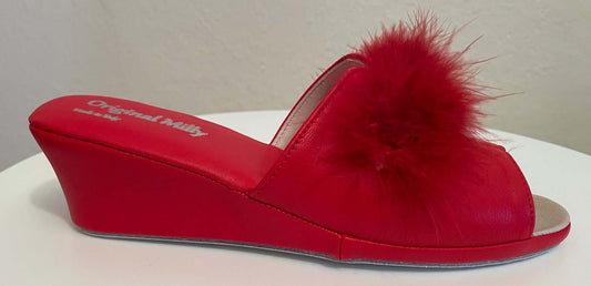 Original Milly 0301 Nappa Rosso (PelleTop) Ciabatta da camera Donna
