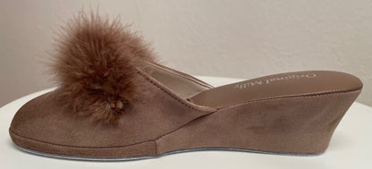 Original Milly 0030 Camoscio Taupe (PelleTop) Ciabatta da camera Donna