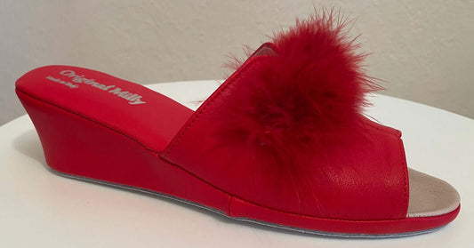 Original Milly 0301 Nappa Rosso (PelleTop) Ciabatta da camera Donna