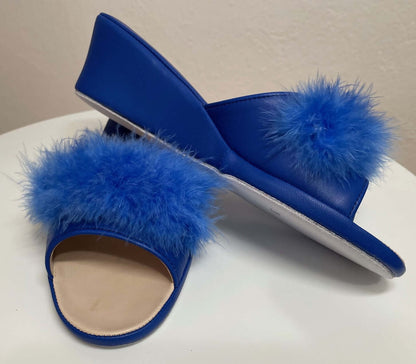 Original Milly 0102 Nappa Blu (PelleTop) Ciabatta da camera Donna