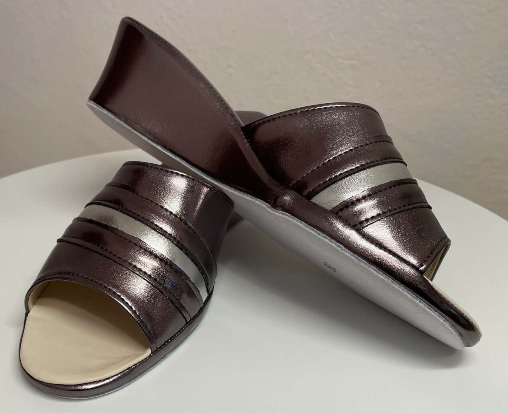 1706 Ecopelle Piombo Suola Bufalo Ciabatte da camera Donna Original Milly Made in Italy