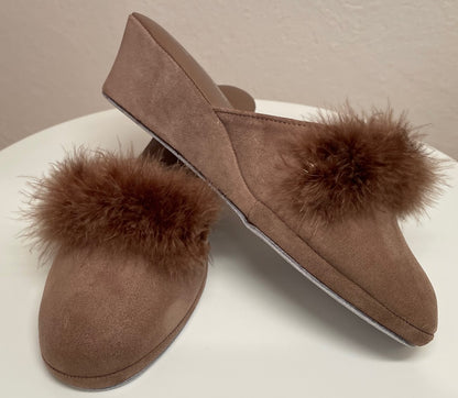 Original Milly 0030 Camoscio Taupe (PelleTop) Ciabatta da camera Donna