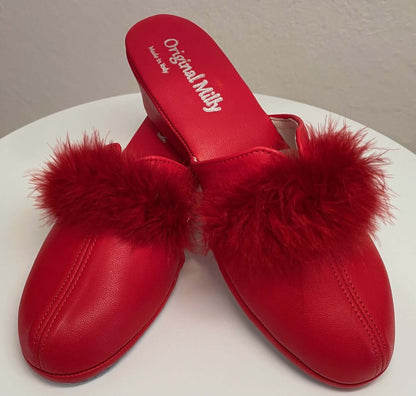 Original Milly 0300 Nappa Rosso (PelleTop) Ciabatta da camera Donna