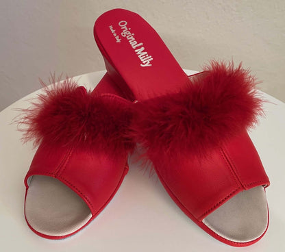 Original Milly 0301 Nappa Rosso (PelleTop) Ciabatta da camera Donna