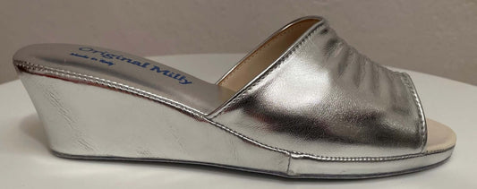1805 Ecopelle Argento Suola Bufalo Ciabatte da camera Donna Original Milly Made in Italy