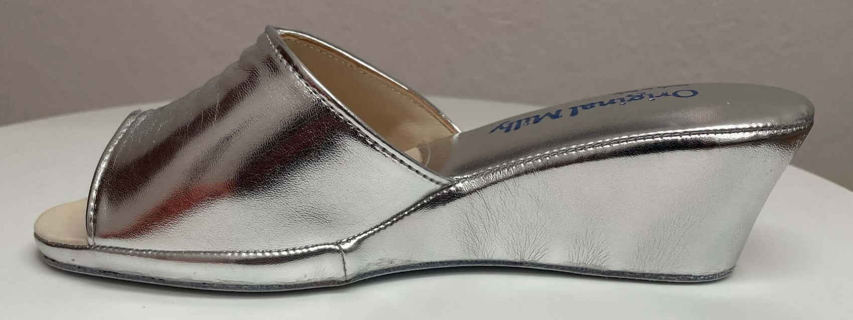 1805 Ecopelle Argento Suola Bufalo Ciabatte da camera Donna Original Milly Made in Italy